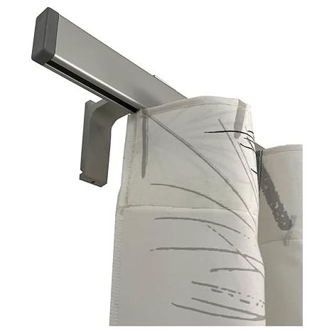 TENDAGGIMANIA Binario Tenda Soffitto/ Parete Piatto Moderno - Ideale anche per Tenda Wave - Completo di Tappi e Supporti -Misura: 140 cm - Colore Argento