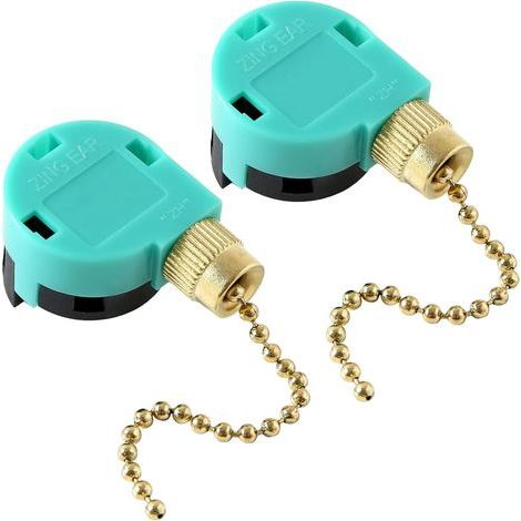 Set of 2 Pull Chain Switches, 3 Speeds, 4 Wires, Green Plastic, Copper, Ceiling Fan (1/5)