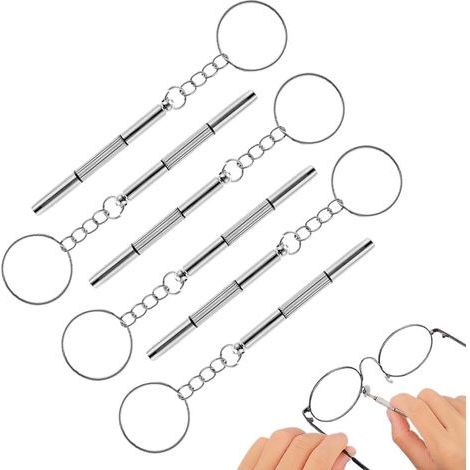 Accessoires pour lunettes,Jeu de 6 tournevis multifonctionnels, mini tournevis 3 en 1 pour lunettes, tournevis de précision, adapté aux vis de lunettes, argent (1/5)