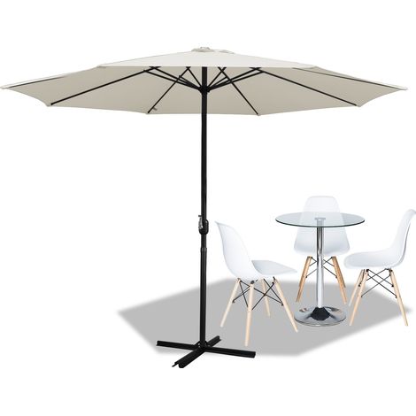 Sonnenschirm mit Schutzhülle , Ampelschirm Schutzhülle mit Stab, 160 g/m² Polyester Strandschirm Marktschirm Terrassenschirm 3.5m Beige (1/4)