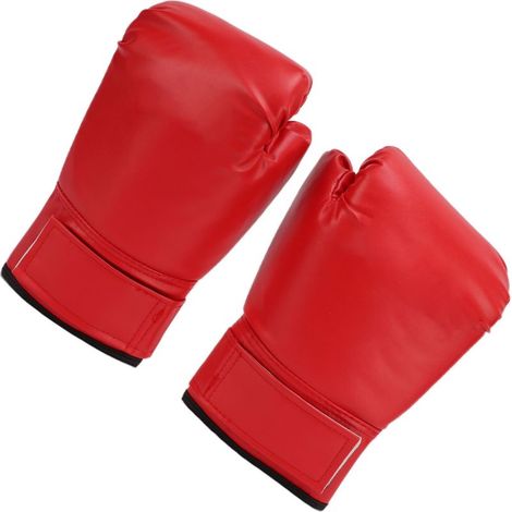 Paire de gants de boxe d'entraînement adulte unisexe 10oz rouge pour combat libre, sanda, muay thaï (1/5)