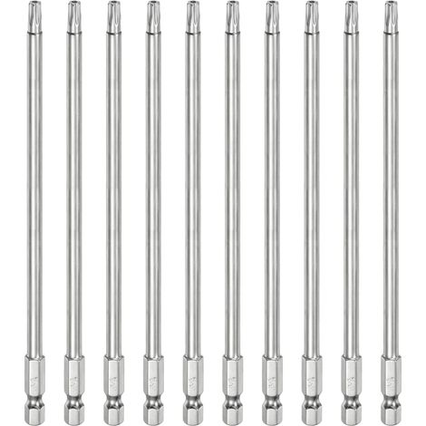 10Pcs T25 Embout Tournevis Torx 1/4" Hex Shank Longueur 6" (150mm) (1/5)