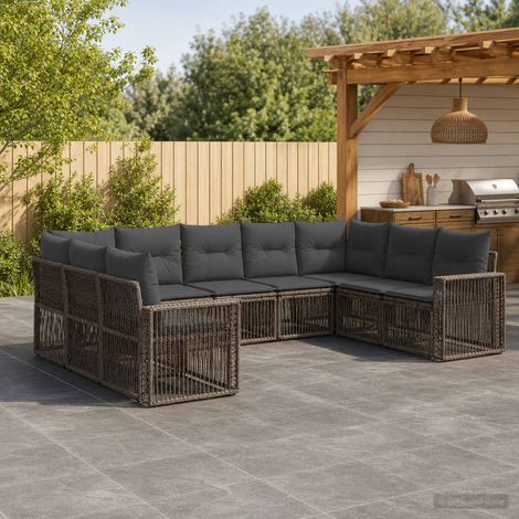Set Divano da Giardino 9 pcs Grigio e Grigio Scuro polyrattan vidaXL (1/5)