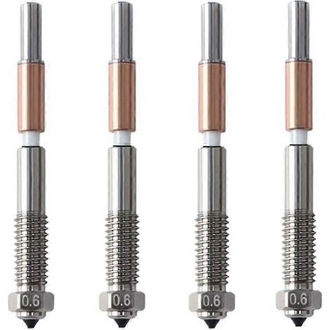 Lot de 4 bus bimétalliques de 0,6 mm pour imprimante 3D QIDI Q2 Q2c. Isolation céramique intégrée. (1/5)