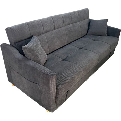 Sofa mit grauem Korduroy-Kasten für 3 Sitzer ADARE