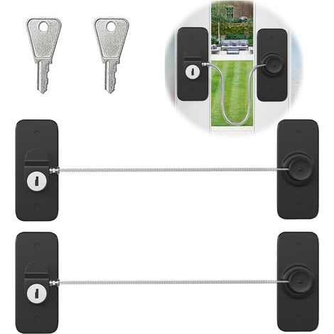 A set of two cabinet and window security locks, suitable for refrigerators, drawers, etc., in black.