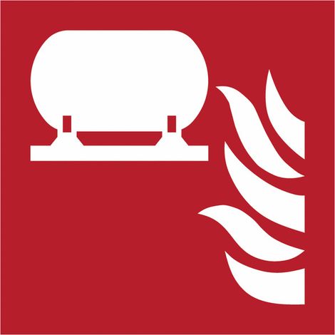 Pannello adesivo antincendio ISO 7010 "Impianto fisso di estinzione incendi" - F012