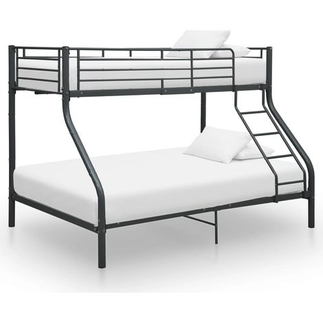 vidaXL Letto a Castello Nero in Metallo 140x200 cm/90x200 cm