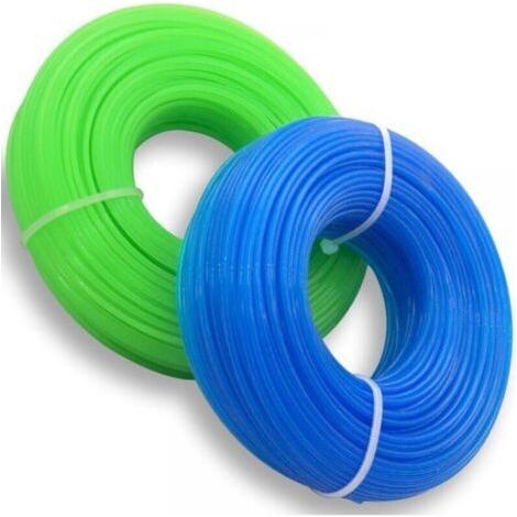 Universel Fil pour débroussailleuse 1,6 mm X 100 m Bobine Fil Nylon pour débroussailleuse, Lot de 2 Rouleaux, Vert + Bleu (1/4)