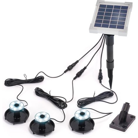 esotec Solar Über- und Unterwasserstrahler, 3 Spots kaltweiß, IP68, 101400