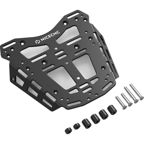Portaequipajes trasero, construcción de aluminio, compatibilidad versátil, negro. (1/2)