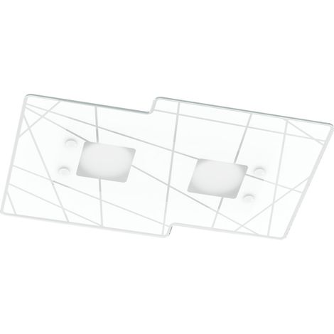 Plafoniera Contemporanea Focus Metallo Bianco Vetro 2 Luci Gx53
