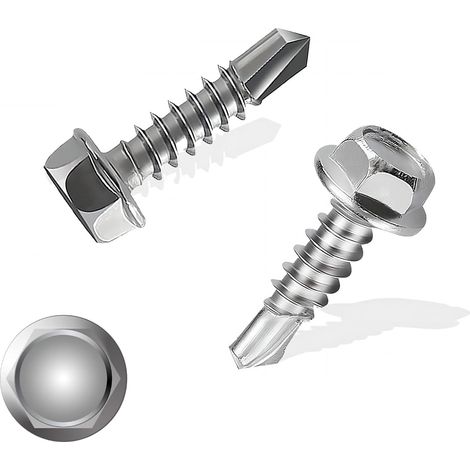 150 Pcs Trapezblechschrauben Selbstschneidende Schrauben M4,8x19mm 410 Edelstahl Blechschrauben Sechskant Spenglerschrauben Bohrschrauben Edelstahl Metalldachschrauben (1/5)