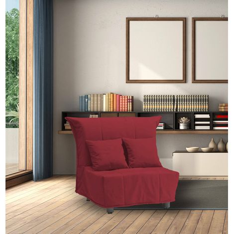 Talamo Italia Sofa cama Alma, Sofá individual, 100% Made in Italy, Sillón de salón con apertura trolley, en tela acolchada, con almohadas incluidas, Cm 85x90h85, Rojo, con embalaje reforzado (1/5)