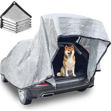 Filet D'ombrage Aluminet Voiture, Tissus Reflechissant Soleil 85%, Filet D'ombrage en Aluminium avec œillets, Filet d'ombrage de Voiture pour Chien pour Toit, Jardin (3x4M) (1/4)