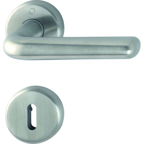 Garniture complète avec rosaces à serrure type BB Acier inoxydable mat (1/3)