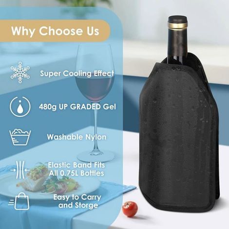 2 Pcs Rafrachisseur à Vin Réutilisable pour Bouteille 0,75L, Manchon de Refroidisseur Rapide et Extensib CHAUSSETTE DE DEGUSTATION (1/5)