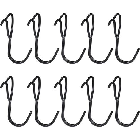 Ganchos para Tablero Perforado Negros de Acero Inoxidable, 20 (1/5)