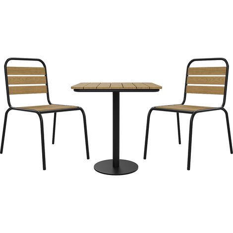 Sala da pranzo da giardino in polywood e metallo: un tavolo L.70 cm e 2 sedie impilabili - Nero - LYLIOS di MYLIA (1/5)