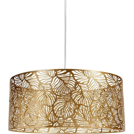 Suspension métal ajouré doré Calathéa D35 – Diamètre 35 cm – Hauteur 15 cm – Douille E27 – Longueur câble 120 cm – Ostaria (1/3)