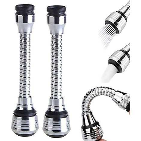 Ensemble de filtres de cuisine 2 pièces 360 degrés, extension de douche de robinet, buse de robinet d'évier de cuisine réglable en deux modes, convient aux éviers de cuisine, aux salles de bains (1/5)