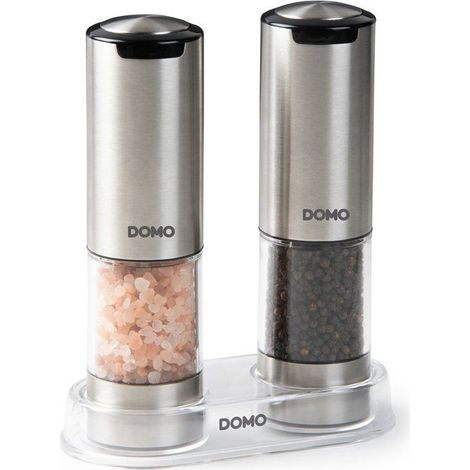 Set aus 2 elektrischen Pfeffer- und Salzmühlen - DOMO - USB - 96 ml - Transparent / Silber (1/3)