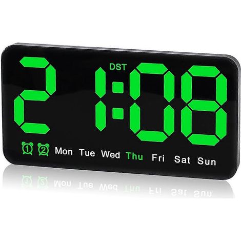 Digitale Wanduhr, 9,5 Zoll, LED-Wecker mit großen Ziffern, Sommerzeit, Doppelalarm, ideal für Wohnzimmer, Schlafzimmer oder Klassenzimmer. (1/5)