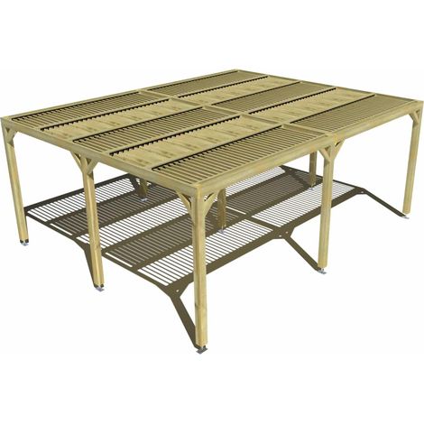 Pergola bois • 6m x 5m • indépendante • sens largeur • lames orientables bioclimatiques incluses • livraison comprise (1/3)