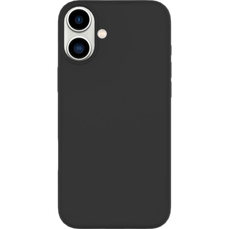 Coque eSTUFF infinite riga pour iPhone 16, noire. Matériaux : 51 % PC recyclé, 25 % silicone recyclé. ES67120050-bulk