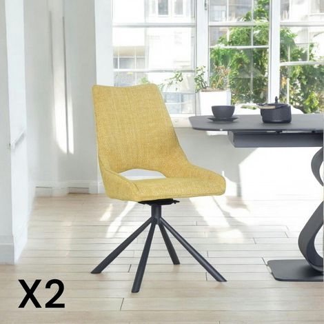 Chaise contemporaine pivotante moutarde (lot de 2) LIGURIE (1/5)