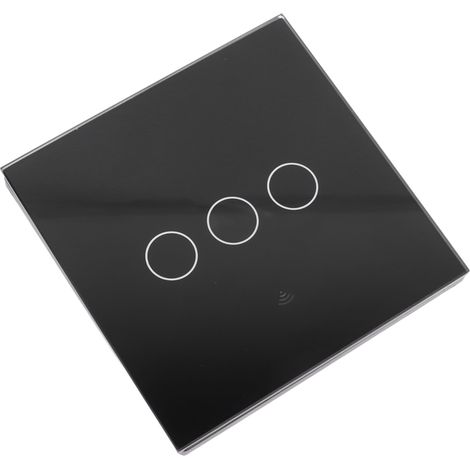 Smart 86 WiFi 3-Tasten-Touch-Wandschalter, schwarzes gehärtetes Glaspanel, 100–240 V EU-Stecker, Smart-Home-kompatibel (1/5)