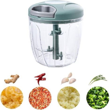 Cortador de cebollas manual - Picadora multifuncional con cuerda - Cortador de verduras de 900 ml para cortar cebollas, ajos y hierbas (verduras) (1/5)