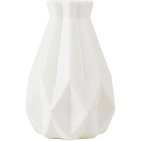 Vase à fleurs géométrique en céramique, incassable et simple, décoration intérieure pour table de salon - Blanc (1/4)