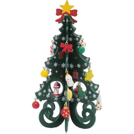 Décoration de sapin de Noël miniature en bois, amusante et artisanale, avec ornements pour une fête au salon (1/5)