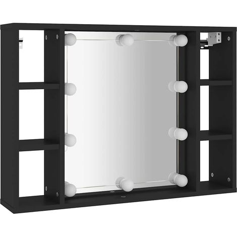 Spiegelschrank mit LED Schwarz 76x15x55 cm vidaXL