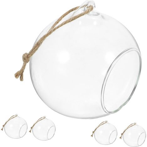 pièces Vase Suspendu Verre Transparent Boule avec Ouverture (1/5)