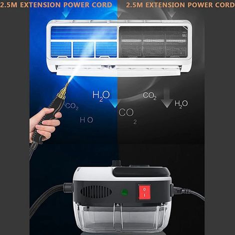 ensemble de nettoyeur vapeur haute température et haute pression, en plastique blanc et métal, conforme aux normes européennes AC220V, pour climatiseurs et graisse de cuisine.