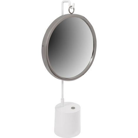 Specchio da tavolo Eleganca in metallo bianco e argento (1/4)
