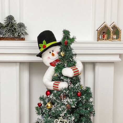 Girouette De Sapin De Noël - Étoile Luminouse Et Personnage En Tissu - Pour Décoration De Sapin Intérieur - Lot De 2 (1/4)