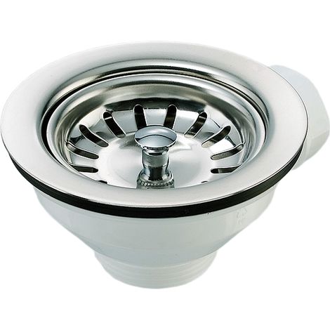 Spülen-Siebkorbventil 3 1/2, Ø 114 mm, Edelstahl mit Geräteanschluss Siebkörbchen Ablaufventil Abfluss Korb