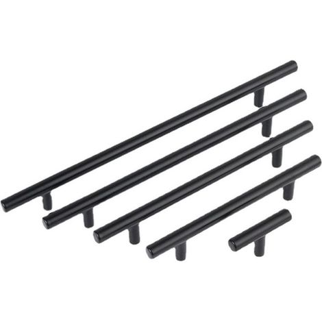 10 Stück massive runde T-förmige Stangenschrankgriffe, Griffe aus Aluminiumlegierung, Türgriffe im amerikanischen Stil für Schrankmöbel (schwarz, 50 mm) (1/4)