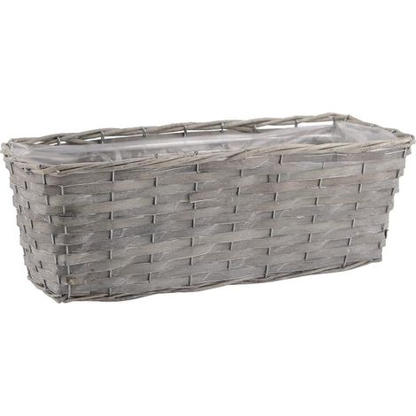Jardinière en osier gris clair 40 cm (1/2)