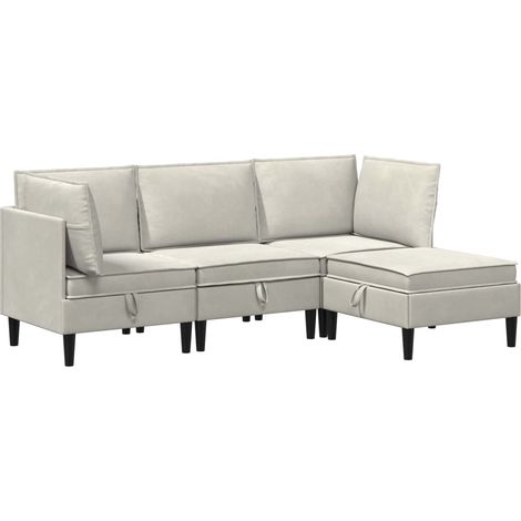 Juego de muebles de salón con cojín 4 pcs Crema Terciopelo vidaXL