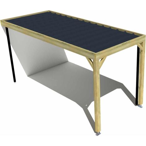 Carport bois • 2m x 5m • adossée • sens profondeur • livraison comprise (1/3)