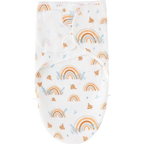 1 Emmaillotage Bebe 0-6 Mois Pucksack 73X50 Cm Motif Arc-En-Ciel Kaki 100% Coton Respirant (1/5)