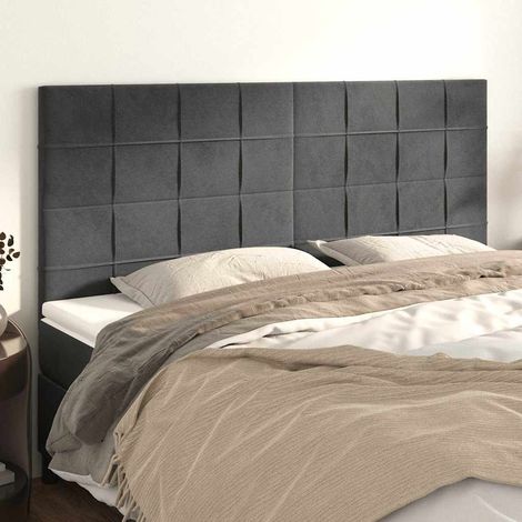 Tête de lit 180 cm réglable en hauteur, velours gris foncé, avec pieds en bois, 20.5kg - PANGIVO (1/5)