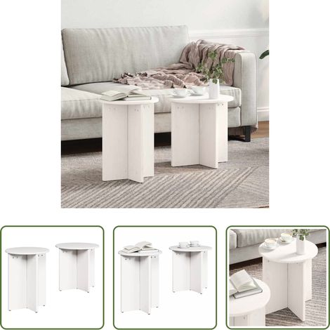 Table basse rustique - Table basse 2 pcs Blanc (1/5)