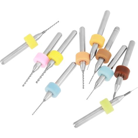 Jeu de 10 micro-forets en carbure de tungstène de 0,1 à 1,0 mm pour circuits imprimés. (1/5)