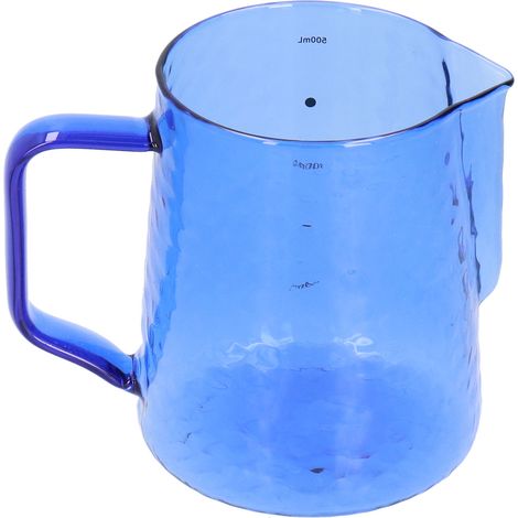 500 ml Milchkännchen aus blauem Borosilikatglas für Milchaufschäumer und Kaffeegetränke (1/5)
