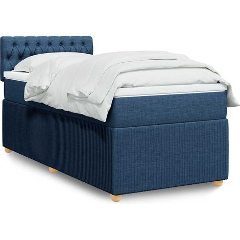 Boxspringbett mit Matratze Blau 90x200 cm Stoff